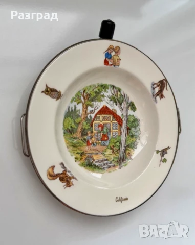 Винтидж детска чиния Хензел и Гретел,  с отделение за топла вода, снимка 2 - Чинии - 51148166