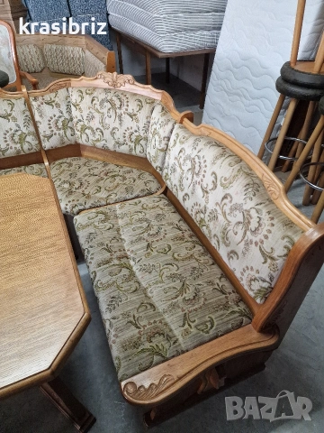 К-т Масивен Кухненски Ъгъл с Разтегателна Трапезна Маса и 2 бр.Стола-внос от Германия!, снимка 4 - Други - 53886522