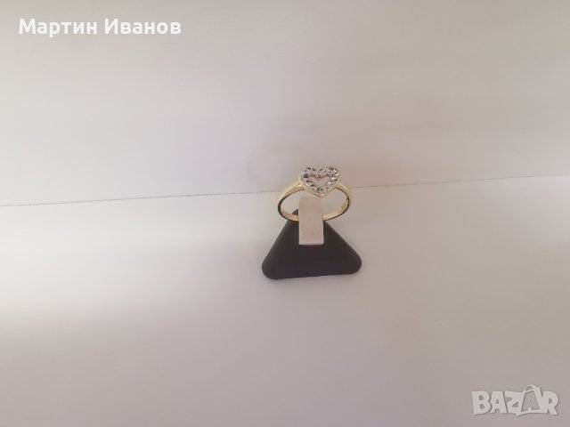 Златен пръстен сърце , снимка 4 - Пръстени - 40875064