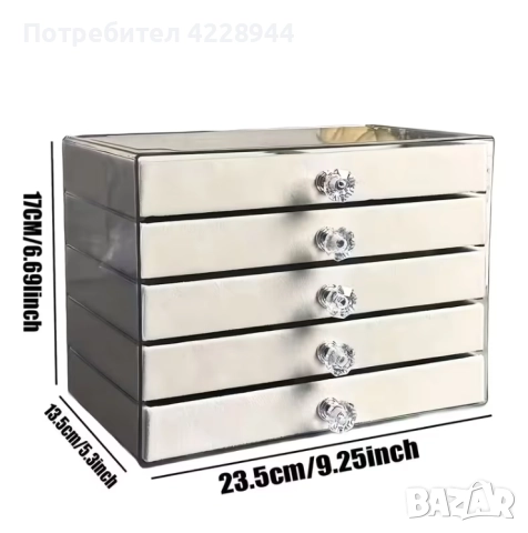 Кутия органайзер за бижута 5 чекмеджета подарък за Коледа, рожден ден, снимка 3 - Други - 52770685