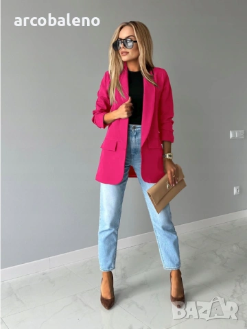 Елегантно дамско сако с драпирани ръкави, модерно и стилно, 10цвята , снимка 10 - Сака - 53245919