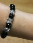 Дамска Гривна от 10 мм Натурален Черен Турмалин и Неръждаема Стомана, Ръчна изработка Стреч, снимка 2