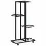 vidaXL 4-етажна стойка за цветя на колела, 44x23x80 см, черна, желязо, снимка 1