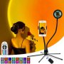 SEBIDER DJ103 Sunset LED Rainbow Light проектор със статив,стойка за телефон,дистанционно управление, снимка 1 - Прожектори - 40433672