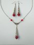 Разкошен Викториански комплект колие и обеци с рубинено червени кракъл мъниста и изящни орнаменти, снимка 6