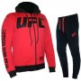Спортен екип UFC, тъмно син с червено, памук и ликра, с качулка, снимка 1 - Спортни дрехи, екипи - 27031586