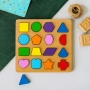 Дървена играчка с 16 цветни формички – Пъзел игра за деца, снимка 1
