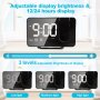 Прожекционен будилник Anykuu с FM радио Snooze Двоен звънец USB порт 3 нива на яркост LED дисплей, снимка 4
