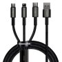 Кабел USB към Lightning, Type C и Micro USB 3 в 1 3.5А Baseus CAMLTWJ-01 1.5m Cable 3 in 1, снимка 1 - USB кабели - 38126456