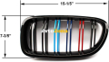 Двойни Решетки бъбреци за BMW F10 / F11 (2010+) с Три Цвята - Черен Гланц, снимка 3