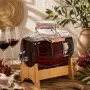 Стъклен диспенсър за напитки 8L, с кран и бамбукова поставка, снимка 1