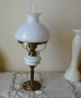 Голяма настолна лампа  в стил Рустик, метал, стъкло и порцеланова част., снимка 4