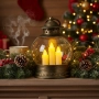 Декоративен коледен фенер с три LED свещи – безопасна и магична светлина, снимка 4