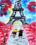 Веселите баби в Париж " Абстрактна картина , снимка 1 - Картини - 40705606