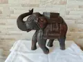 Стара фигура на слон - дърво - дърворезба - 37/27см, снимка 2