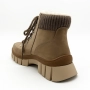 Дамски светлокафяви боти от еко кожа с плетена яка и дебела подметка, снимка 4