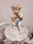 Sitzendorf фигурална ваза с капак 40см/стара Зицендорф порцеланова урна с цветя и ангелче-херувим, снимка 13