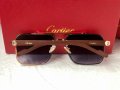 Cartier висок клас мъжки слънчеви очила с дървени дръжки, снимка 9