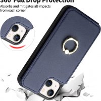 Нов кожен Калъф Кейс Гръб за защита телефон iPhone 14 Plus / 14 Pro Max със стойка пръстен Айфон, снимка 4 - Калъфи, кейсове - 38306987