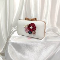 Бяла чанта с цветя К12, снимка 2 - Чанти - 42340443