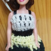 Разкошна плетена рокля за барби 2 + подарък кукла, снимка 7 - Кукли - 34103040