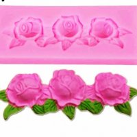 3 рози роза силиконов молд форма за украса торта с фондан шоколад, снимка 1 - Форми - 16028611