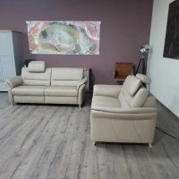 Комплект кожени дивани тройка и двойка цвят камел с ел. релакс, снимка 12 - Дивани и мека мебел - 44244992