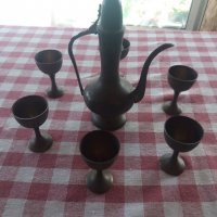 Месингов сервиз за ракия "Ибрик"с 6 малки чаши, снимка 2 - Антикварни и старинни предмети - 30385269