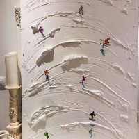 Арт пано, релефно, ръчно, картина, скиорчета, ски, сноуборд, снимка 5 - Зимни спортове - 42829786