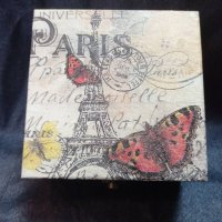 Кутия с пеперуди и айфеловата кула - ръчна изработка, снимка 1 - Романтични подаръци - 35268392
