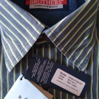 Мъжка риза с къс ръкав BROTHERS - размер L, снимка 2 - Ризи - 37106052