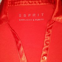  Червена блуза със сатенена яка Esprit р-р М , снимка 10 - Тениски - 31456586