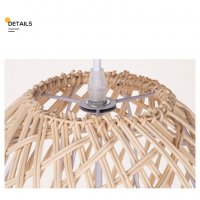  Полилей ткан ратан лампа. Естествен бамбук висулка , снимка 5 - Лампи за таван - 36996347