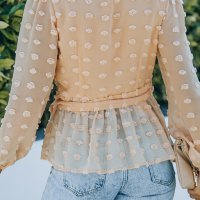 Дамска блуза с дълъг ръкав и принт на точки, снимка 2 - Блузи с дълъг ръкав и пуловери - 40698106