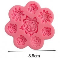 8 вида цветя цвете цветчета роза сукулент силиконов молд форма фондан декор , снимка 3 - Форми - 37215435