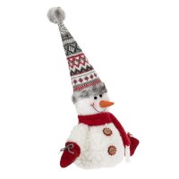 Коледен Снежен човек, С шапка в сиво и бяло, 40см, снимка 2 - Декорация за дома - 42707863