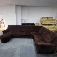 Кафяв ъглов диван от плат с функция сън "PP-QL11014", снимка 3 - Дивани и мека мебел - 39970871