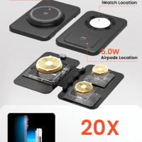GEEKERA Зарядно MagSafe, 3 в 1 Безжична зарядна станция за iPhone, снимка 5 - Аксесоари за Apple - 44642609