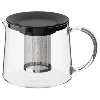 Стъклена кана за чай с цедка,термоустойчиво стъкло Елеком ЕК-ТР100-1000мл., снимка 1 - Аксесоари за кухня - 39295656