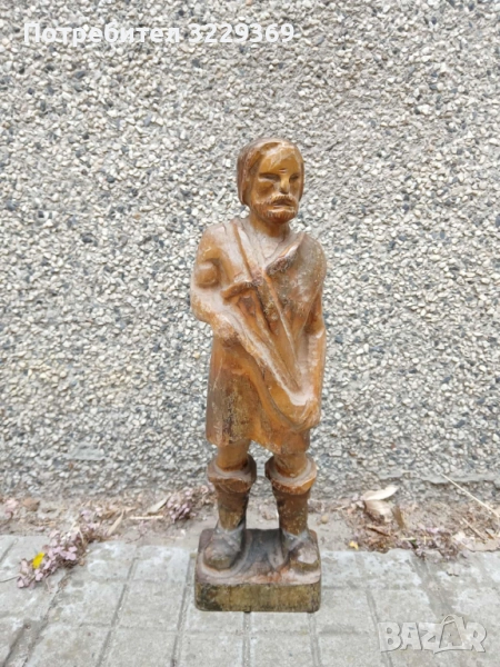 Дърворезва статуетка рибар, снимка 1