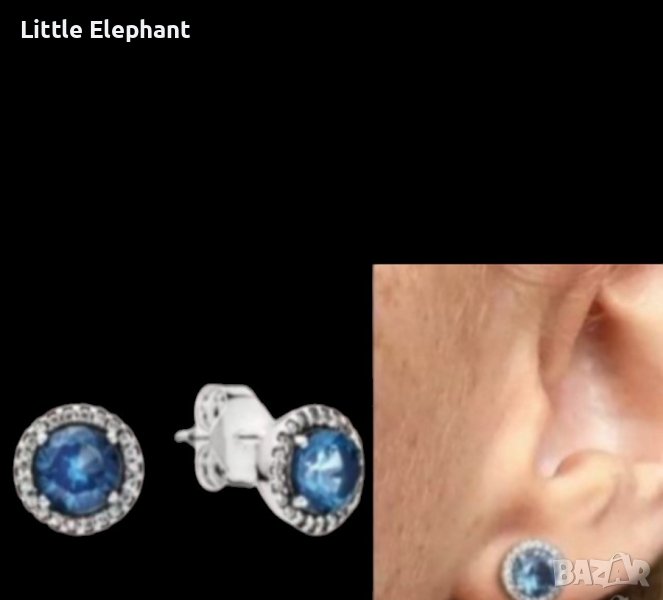 Сребърни обеци с кристали Пандора,blue and white,"Класа"/нови, снимка 1