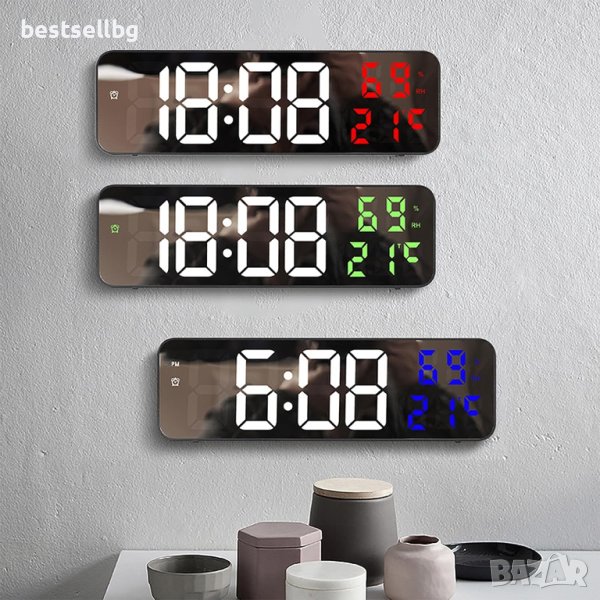 Постоянно светещ електронен настолен часовник на ток с голям дисплей, снимка 1
