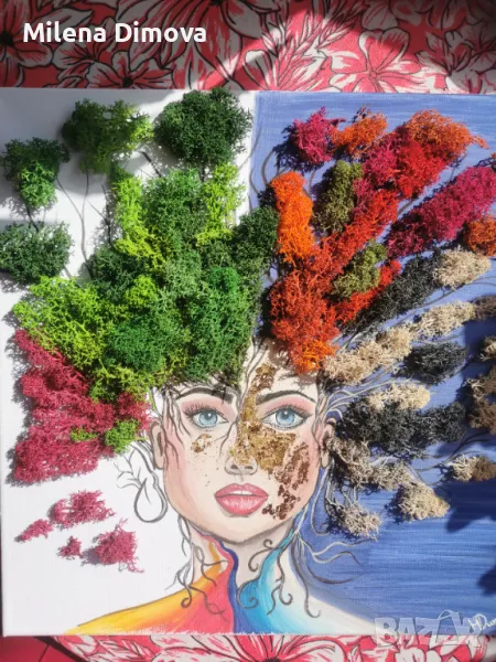 40/40 см. канава с подрамка - Скандинавски мъх, снимка 1