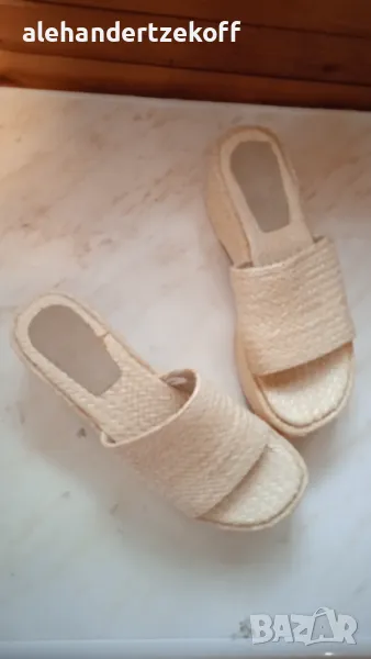 Плетени чехли на висок ток платформа, снимка 1