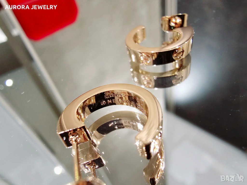 CARTIER Love Rose Gold Hoop Дамски Обеци, снимка 1