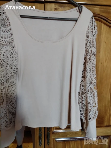 Стилна блуза с дантела,размер L, снимка 1