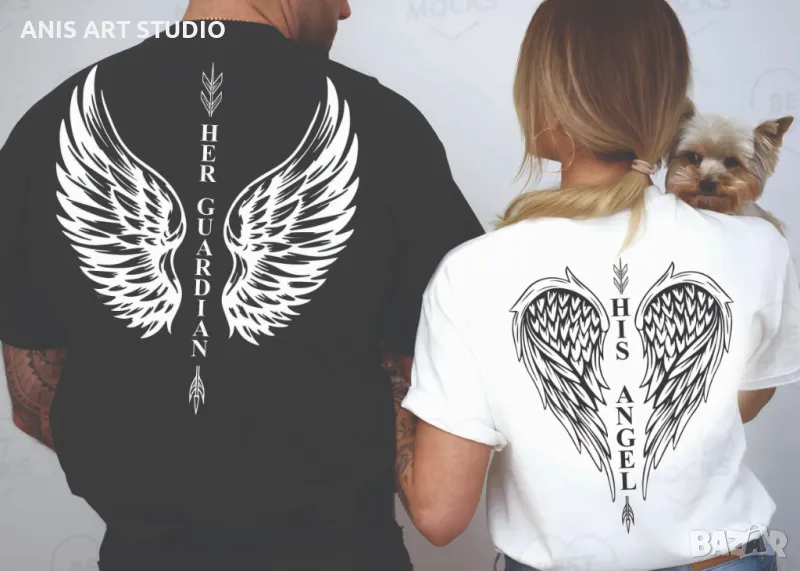Комплект тениски Her Guardian & His Angel , снимка 1
