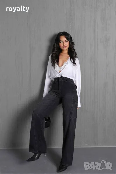 Черни дънки със странични джобове, снимка 1