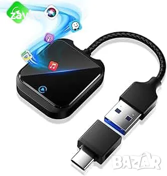 Безжичен CarPlay и Android Auto адаптер с бърз и стабилен 5GHz WiFi Bluetooth, снимка 1