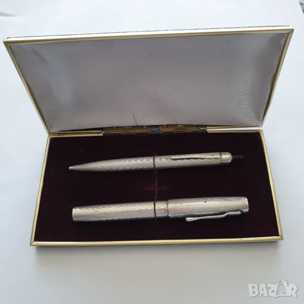 Сребърни химикалка и писалка със златен писец 14к Warranted, снимка 1